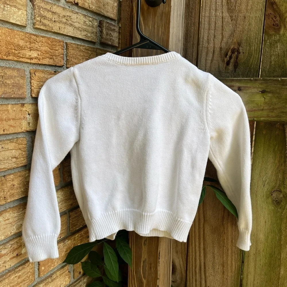 Gymboree Pink and White Sweater with Embroidered Details